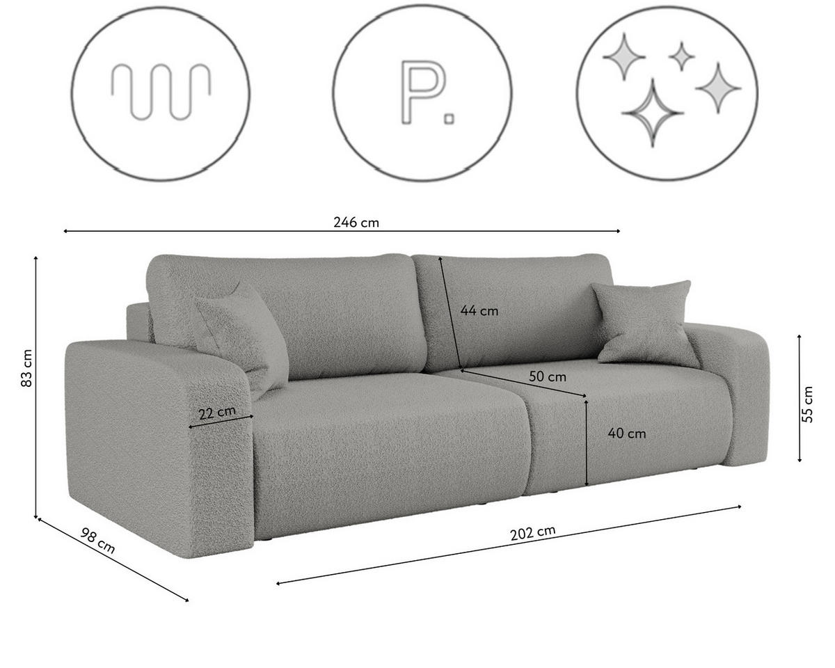SCHLAFSOFA MILANO und Bettkasten Stoff Quelle Grau - Grau, Holz (246/83/98cm) - Kaiser Möbel