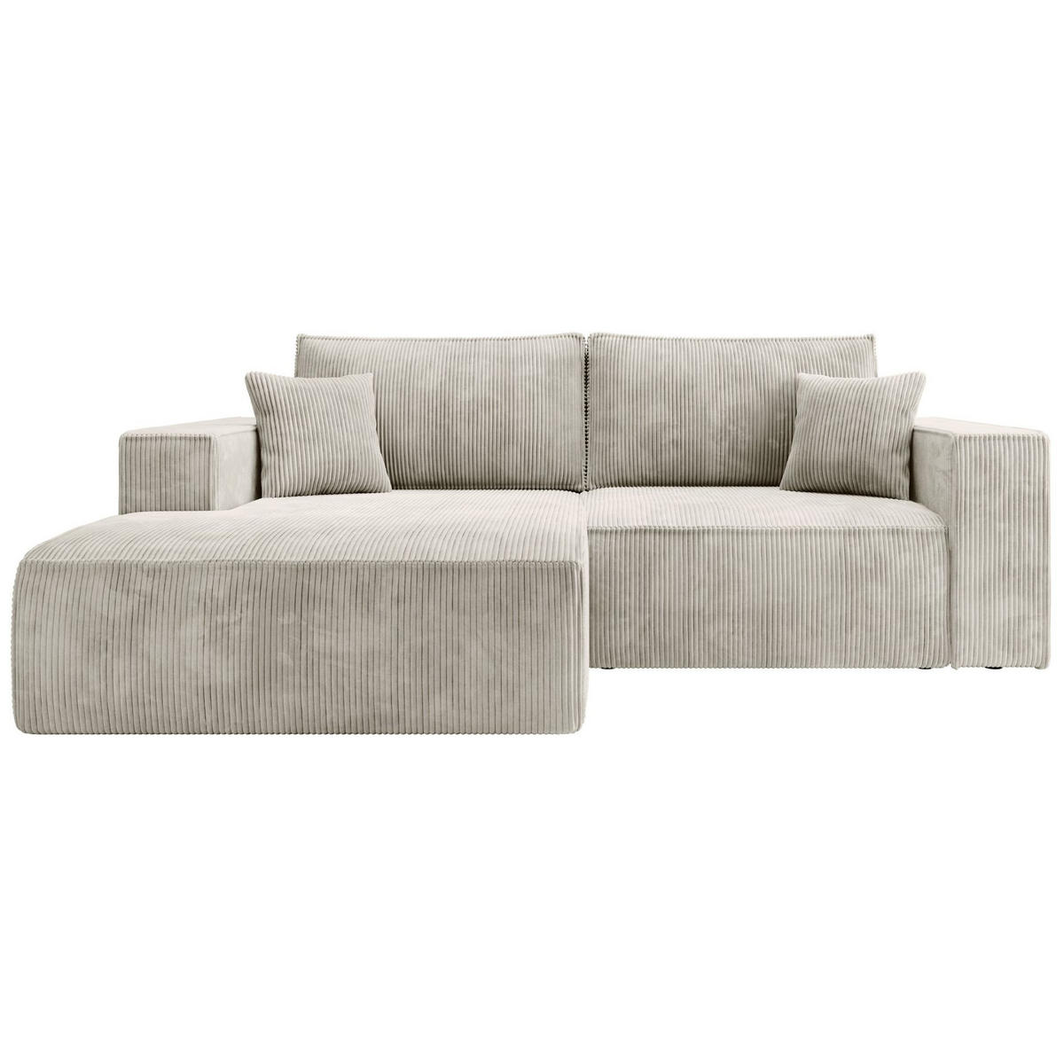ECKSOFA Farese Mini mit Cordbezug Greige, links - Taupe/Schwarz, Textil (240/167cm) - Selsey