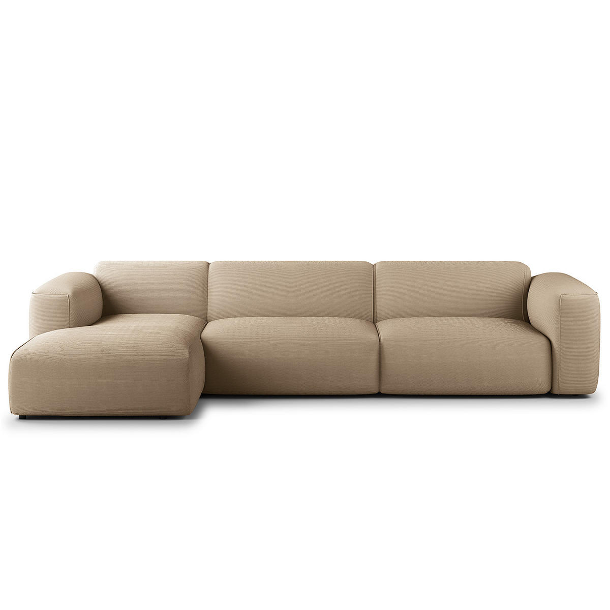3-SITZER ECKSOFA mit Longchair - Taupe/Schwarz, Kunststoff/Textil (317/173cm) - home24