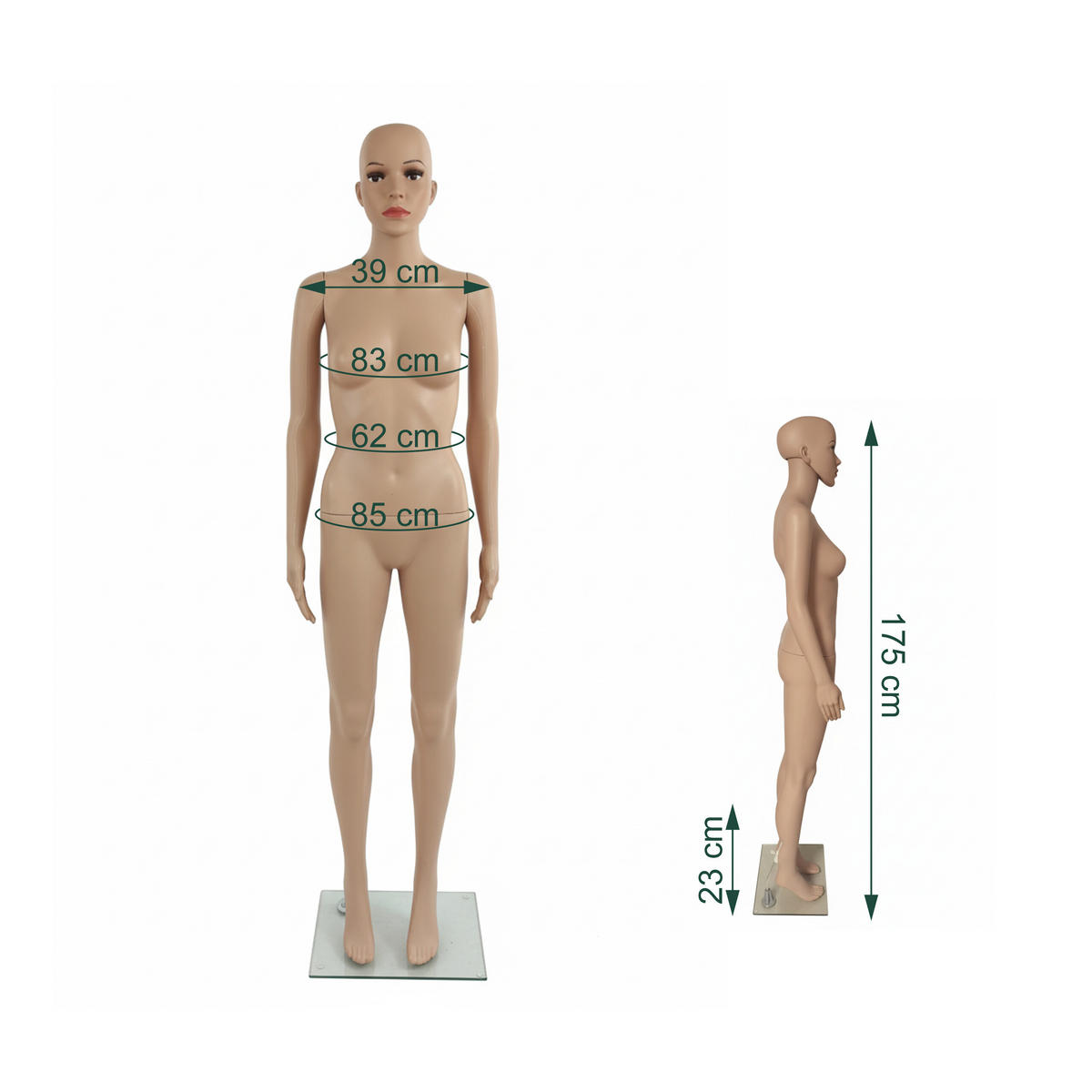 SCHAUFENSTERPUPPE - Beige, Glas/Kunststoff (42/175/30cm) - Relaxdays