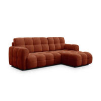 ECKSOFA MELLOW 3-Sitzer, dunkelorange - Dunkelorange/Schwarz, Holz/Textil (232/156cm) - Courtois Laville