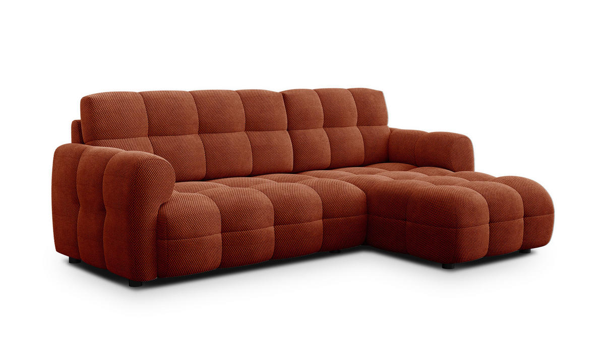 ECKSOFA MELLOW 3-Sitzer, dunkelorange - Dunkelorange/Schwarz, Holz/Textil (232/156cm) - Courtois Laville