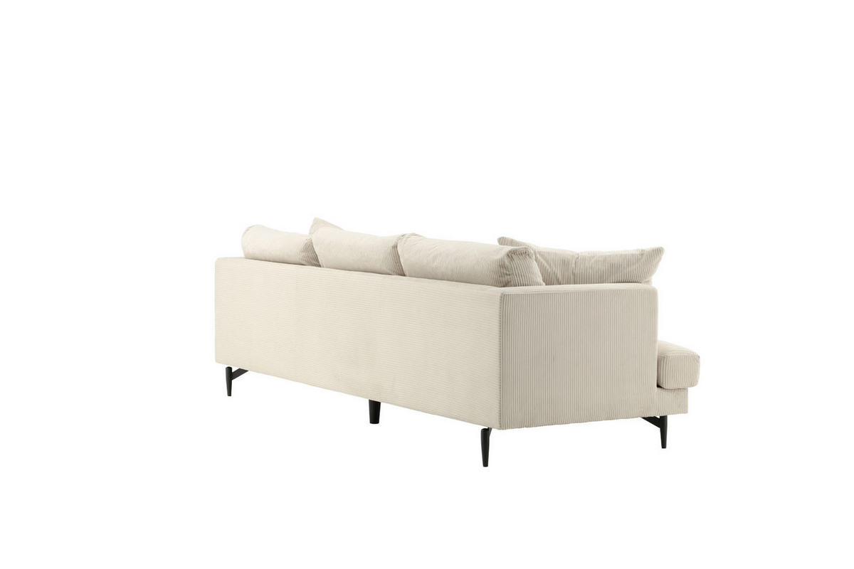 3-SITZER-SOFA Samt beige - Beige, Textil (255/66/86cm) - ebuy24