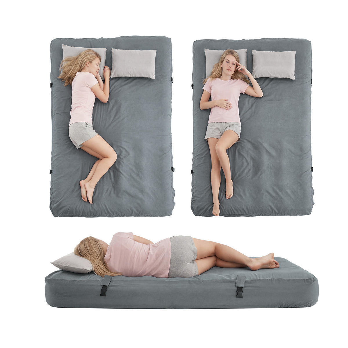 LUFTBETT mit integrierten Kissen OGS32-II-L-HG-P01 - Ahornfarben, Fell (137/191cm) - SoBuy