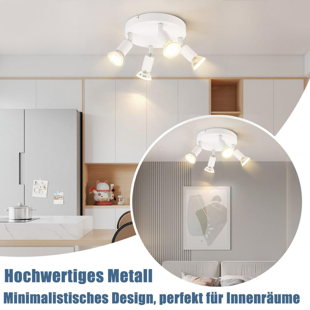 DECKENLEUCHTE Lutton 15/15/8cm - Weiß, Metall (15/15/8cm) - Nettlife