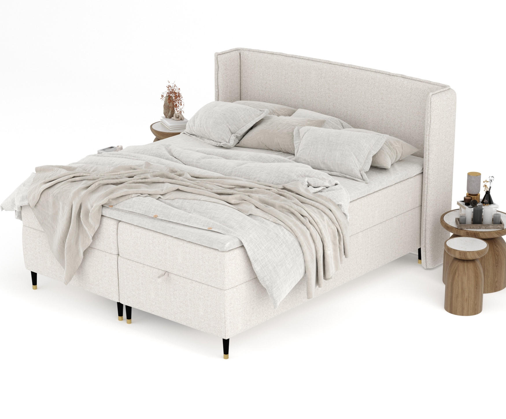 Thumbnail - Maison de Reve Boxbett, Beige, Textil, Buche, Kiefer, H3, Höhe ca. 19 cm, 200x200 cm, FSC 100%, Made in EU, Oeko-Tex® St...