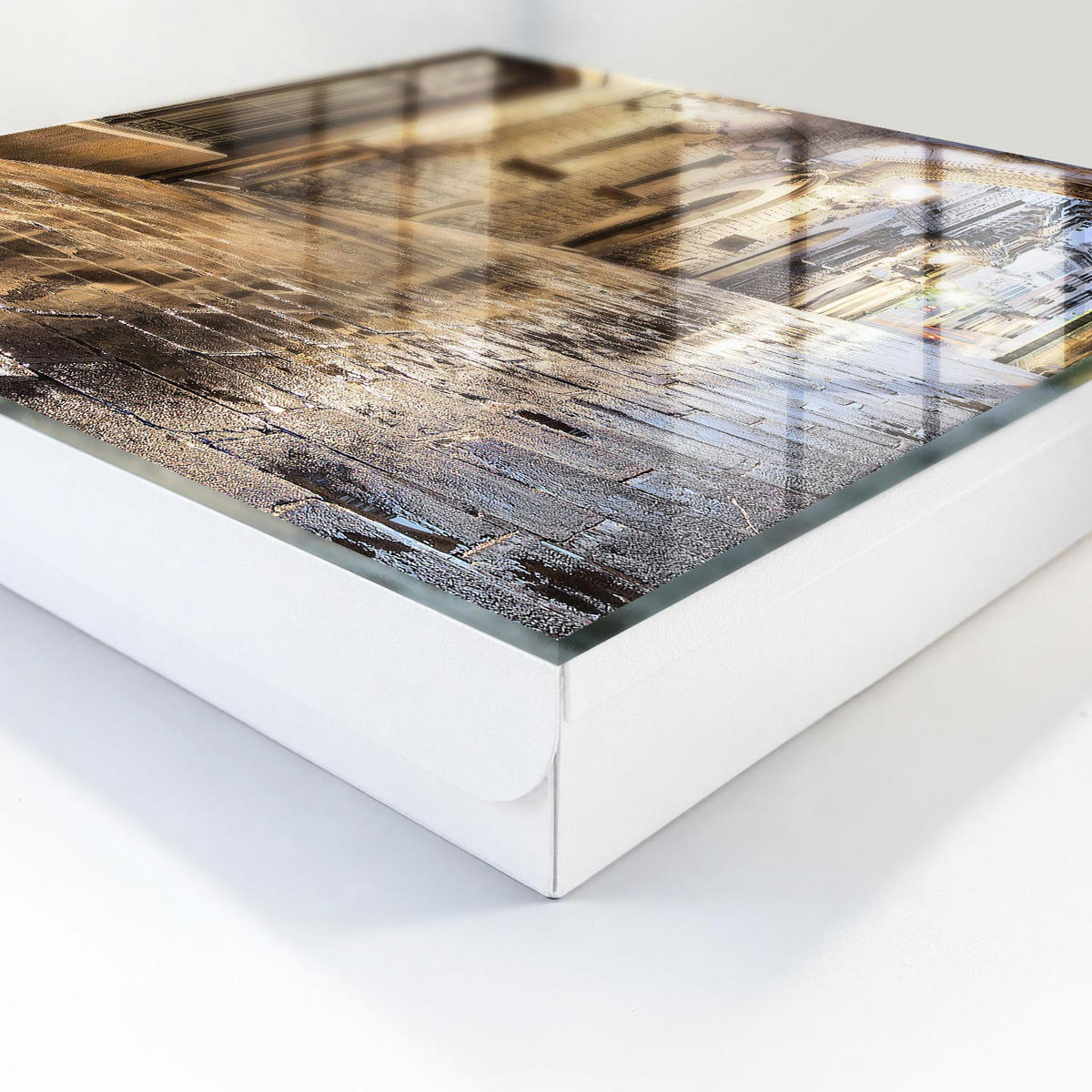 SCHLÜSSELBOX Weiß 30x30 cm – Türöffnung nach rechts - Nachtstraße - Grau, Metall (30/30/5cm) - TULUP