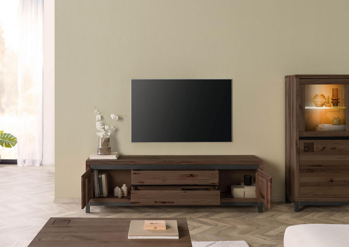 TV-BOARD Kernbuche 190x40x56 tabacco braun geölt VILLANDERS #253 - Braun, Holz (190/56/40cm) - Massivmoebel24