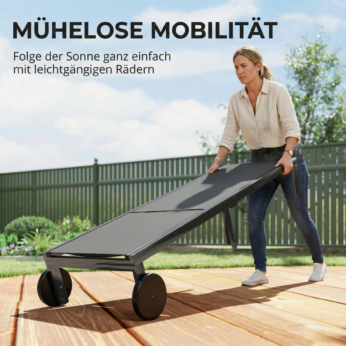 SONNENLIEGE Aluminium Dunkelgrau - Dunkelgrau, Textil/Metall (65.5/89/198cm) - Outsunny