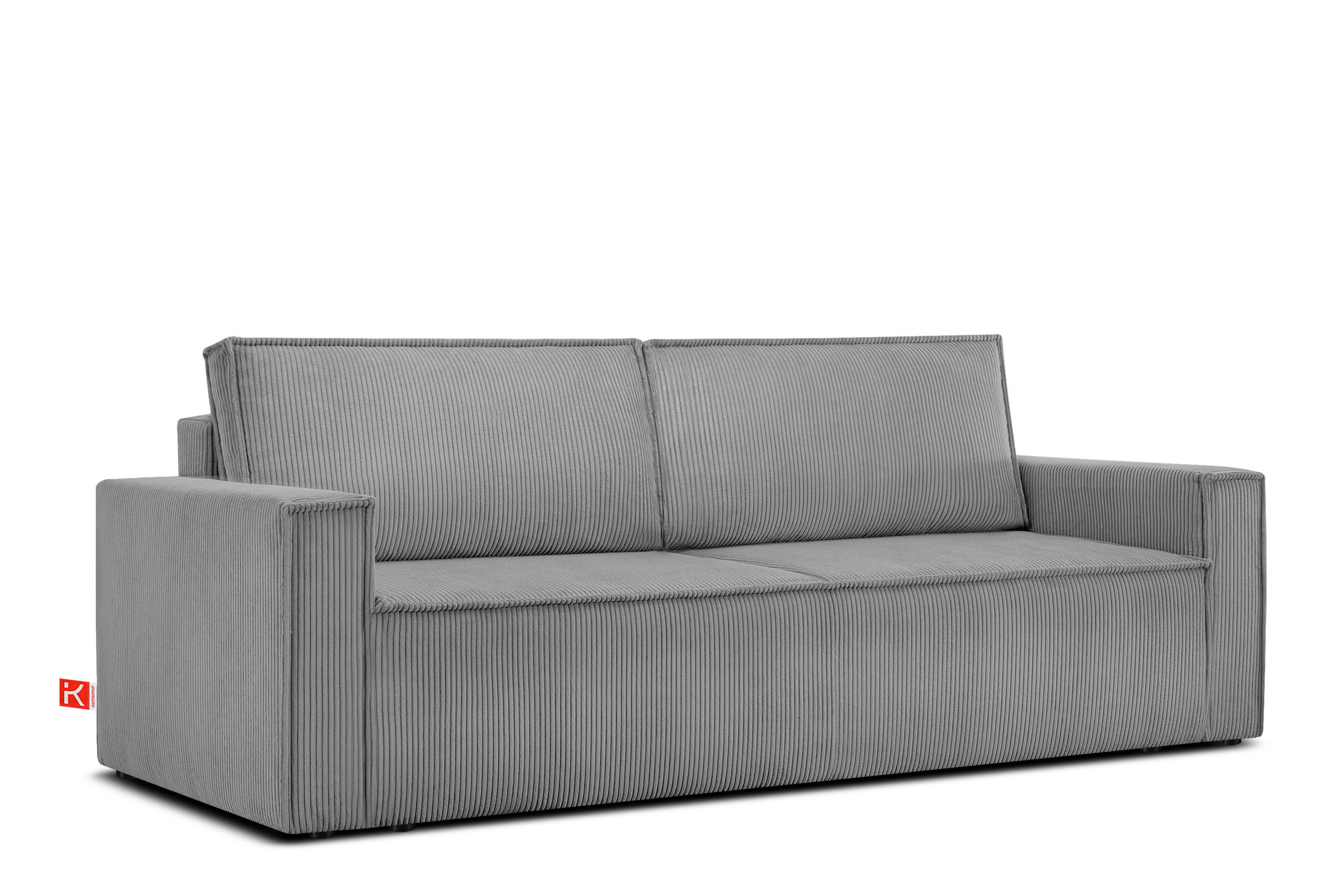 SCHLAFSOFA NAPI in Pet Friendly Cord-Stoff, hellgrau - Hellgrau/Schwarz, Textil (228/89/101cm) - KONSIMO®