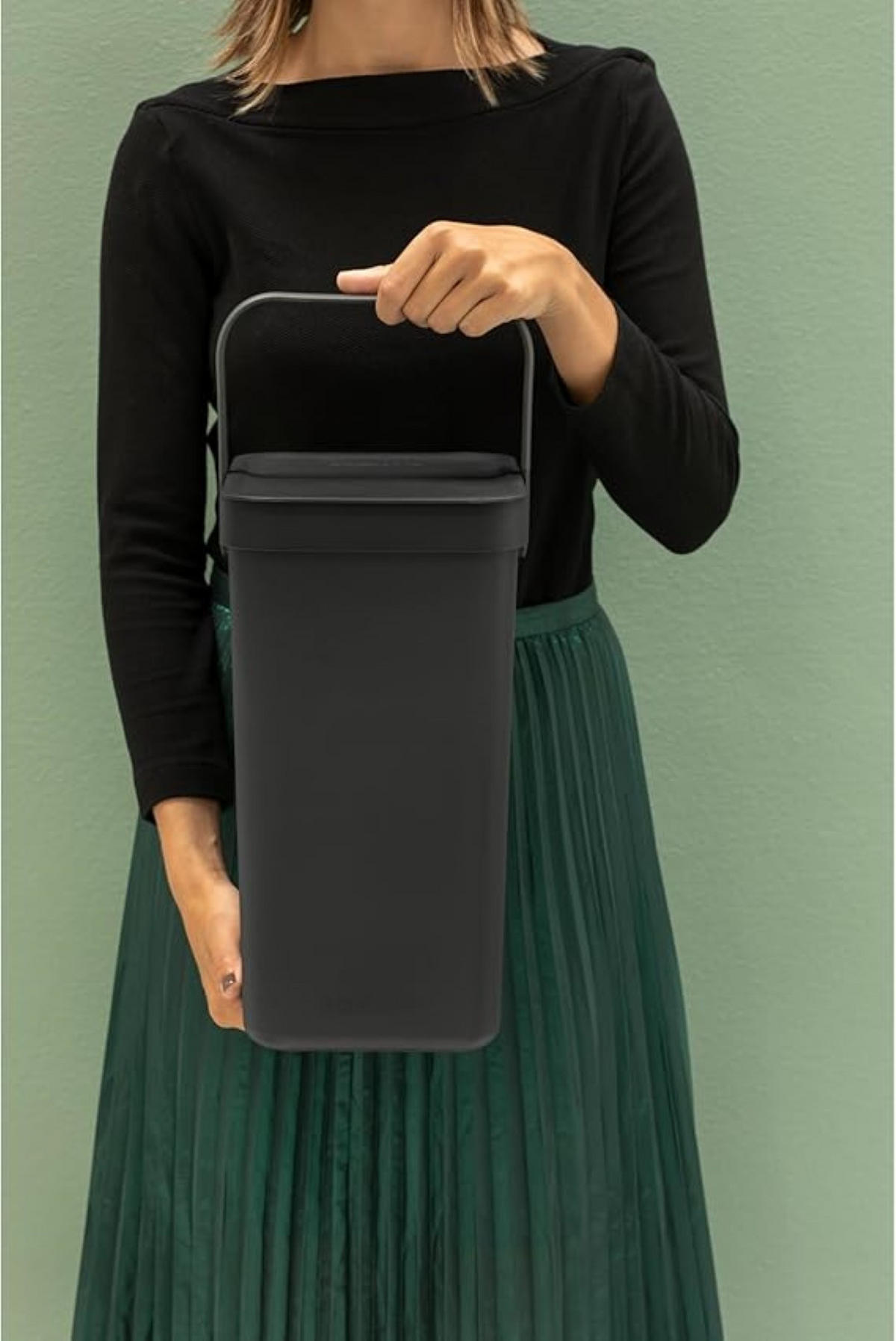 MÜLLEIMER Mit Stay Open Deckel 12 Liter 35 x 20 x 24,9 cm Kunststoff Dunkelgrau - Grau, Kunststoff (20/35/24.9cm) - PROREGAL