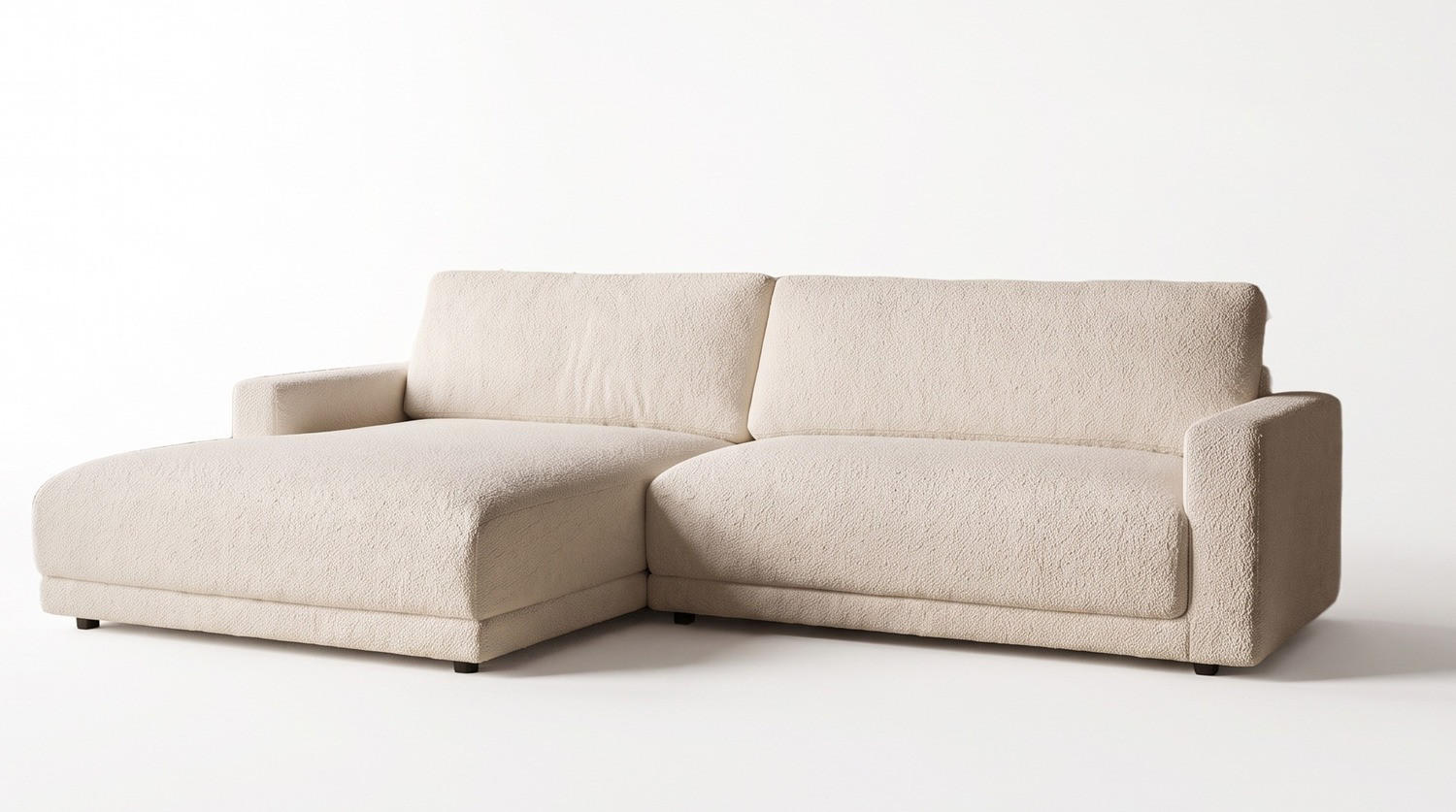 ECKSOFA MARLIN Beige Bouclé - Beige/Schwarz, Kunststoff/Textil (262/168cm) - KAWOLA