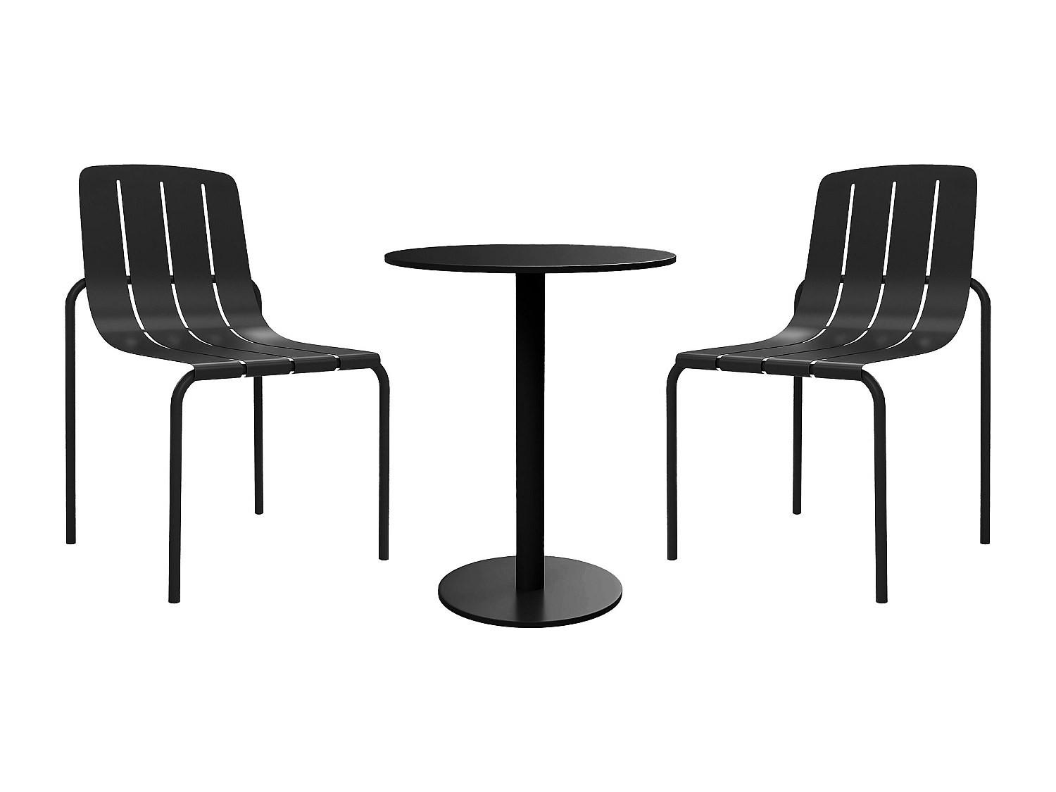 GARTENESSGRUPPE im Set - 2 Personen - Metall - Schwarz - - Schwarz, Metall - Vente-Unique