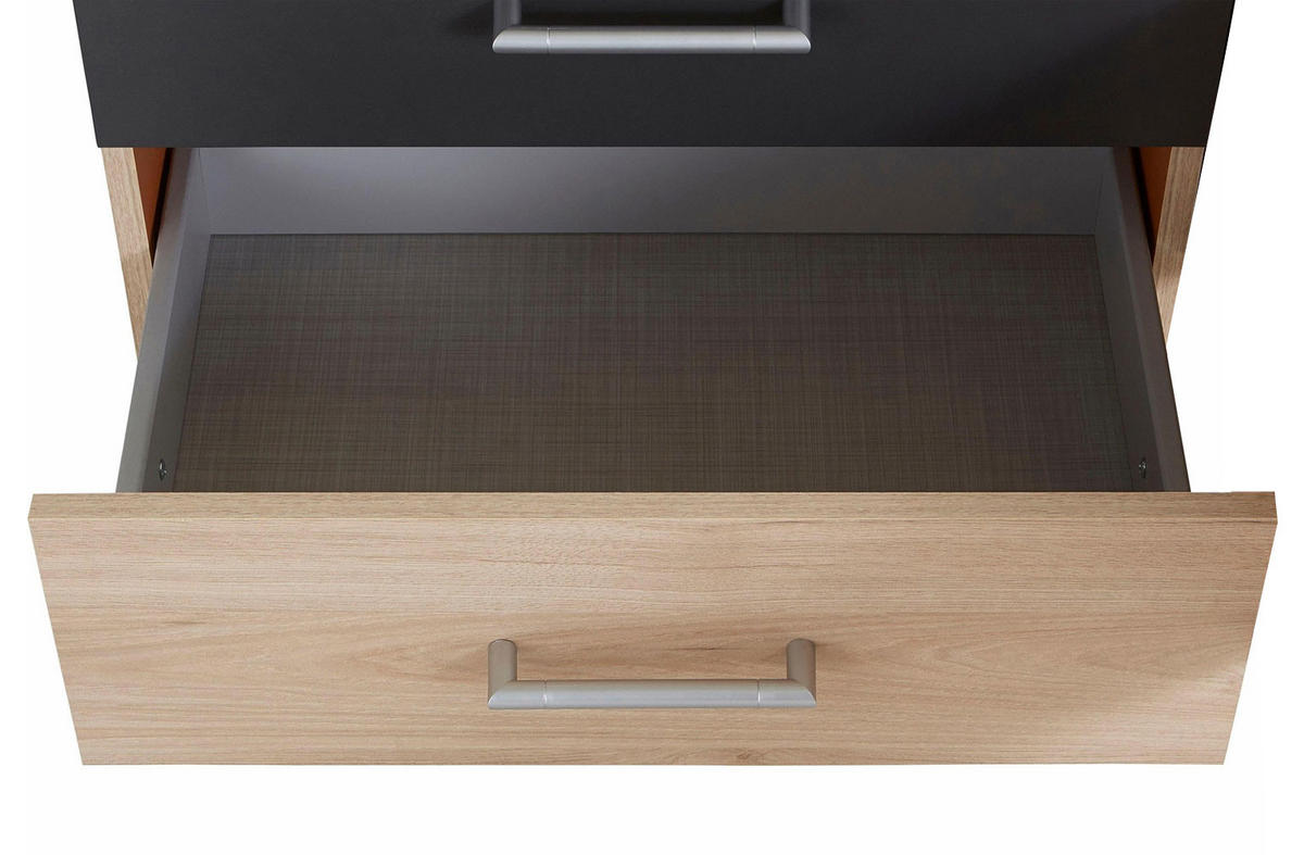 NACHTKONSOLE 2ER SET Angie Hickory Oak / graphit je 52 / 38 / 40cm - Graphitfarben/Braun, Holz/Holzwerkstoff (52/40/38cm) - Wimex