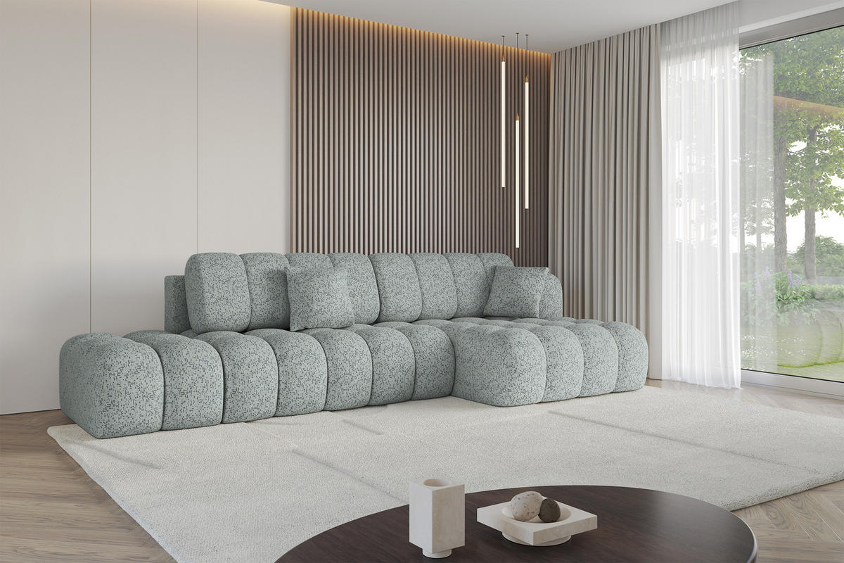 ECKSOFA mit Schlaffunktion Ottomane RECHTS OLEA-L2 321x164x75 Grün Tissu - Smaragdgrün/Schwarz, Holzwerkstoff/Kunststoff (164/321cm) - ALTDECOR