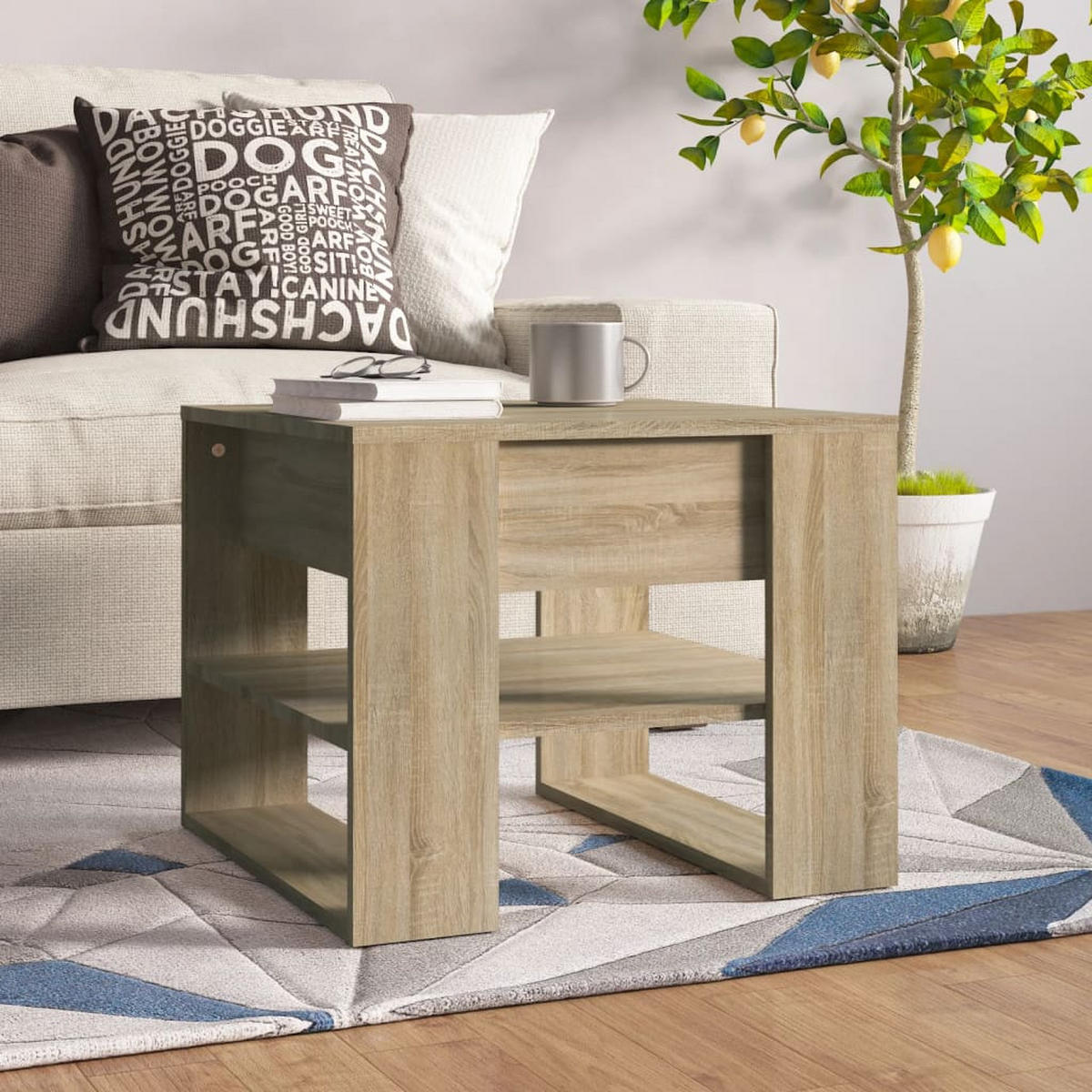 COUCHTISCH Sonoma-Eiche 55,5x55x45 cm Holzwerkstoff - Braun, Holzwerkstoff (55.5/55/45cm) - furnicato
