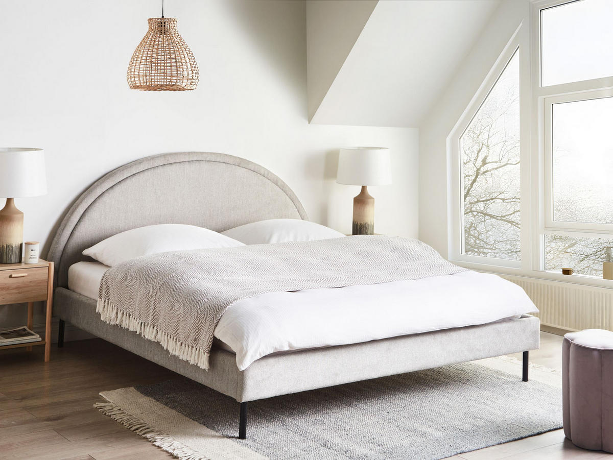 BETT mit Lattenrost 180x200 cm Grau Margut - Hellgrau, Textil (180/200cm) - Beliani