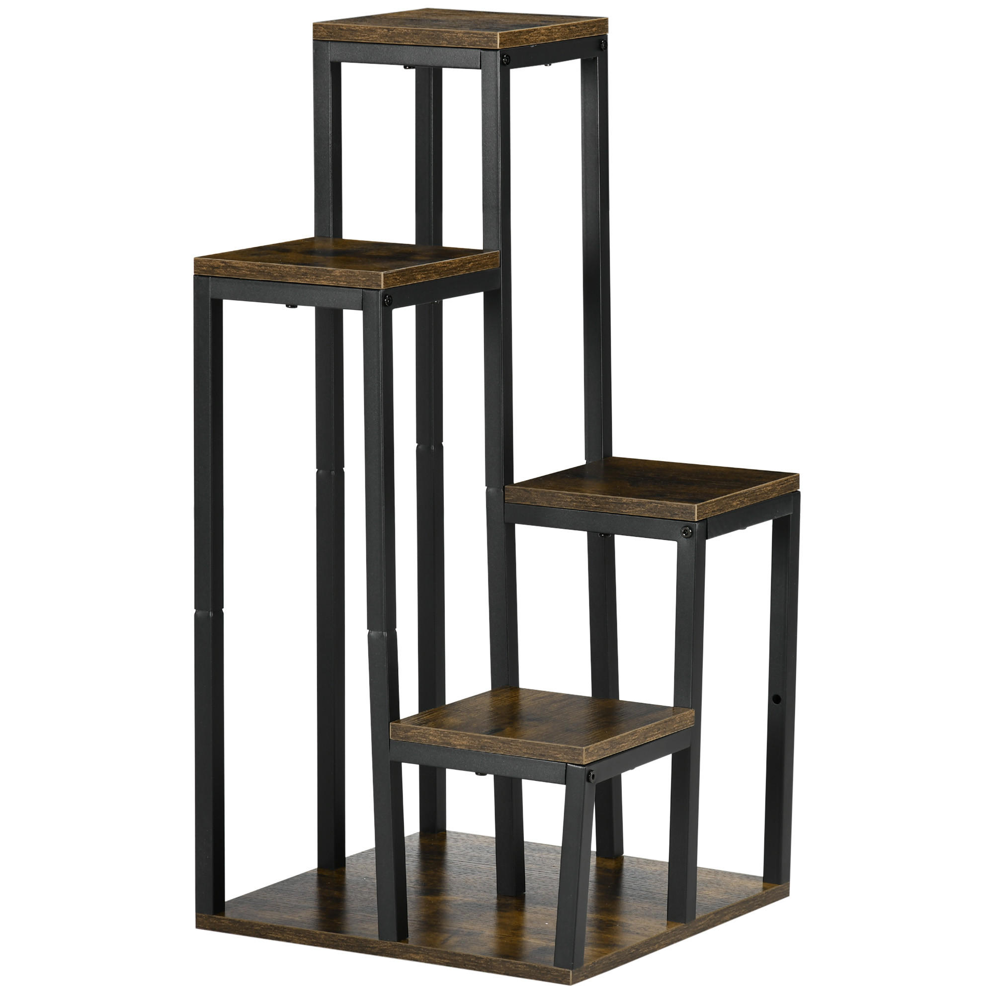 BLUMENTREPPE aus Metall & Spanplatte 40x40x81 cm in Braun mit 4 Ebenen - Braun, Metall (40/81/40cm) - Modfu