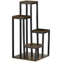 BLUMENTREPPE aus Metall & Spanplatte 40x40x81 cm in Braun mit 4 Ebenen - Braun, Metall (40/81/40cm) - Modfu