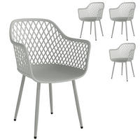 GARTENSTUHL 4er Set UV-beständige Gartenstühle aus Kunststoff mit Armlehne Rückenlehne 56 x 51 x 84 cm Grau - Grau, Metall (56/84/51cm)