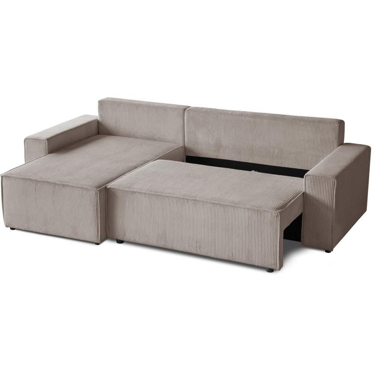 ECKSCHLAFSOFA mit Schlaffunktion Hektor cappuccino - Schwarz/Cappuccino, Kunststoff/Textil (277/152cm) - Beautysofa
