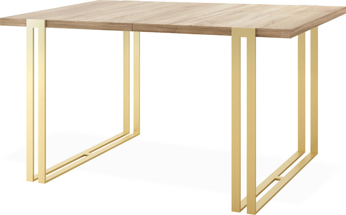 ESSTISCH Stella rechteckig ausziehbar, Sonoma Eiche 140-260/80/76 cm - Goldfarben/Sonoma Eiche, Holzwerkstoff/Metall (140/80/76cm) - WFL GROUP