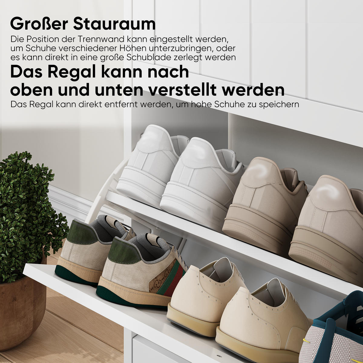 SCHUHSCHRANK aus MDF & Spanplatte in Weiß mit 2 Klappschubladen - Weiß, Holzwerkstoff (60/80/24cm) - Modfu
