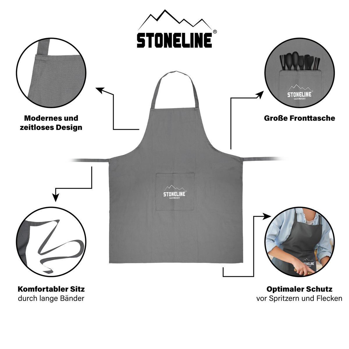 KÜCHENSCHÜRZE - Grau, Textil (21/31cm) - Stoneline