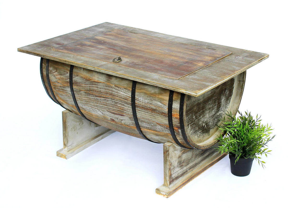 COUCHTISCH halbiertes Weinfass aus Holz Braun 80 cm 5084-H - Braun, Holz (50/80/43cm) - DanDiBo