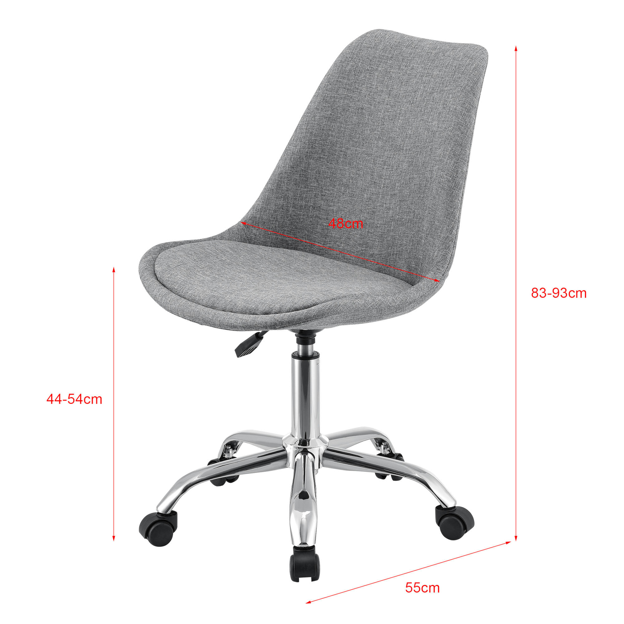 DREHSTUHL Atherton - Chromfarben/Dunkelgrau, Kunststoff/Textil (48/93/55cm) - [en.casa]