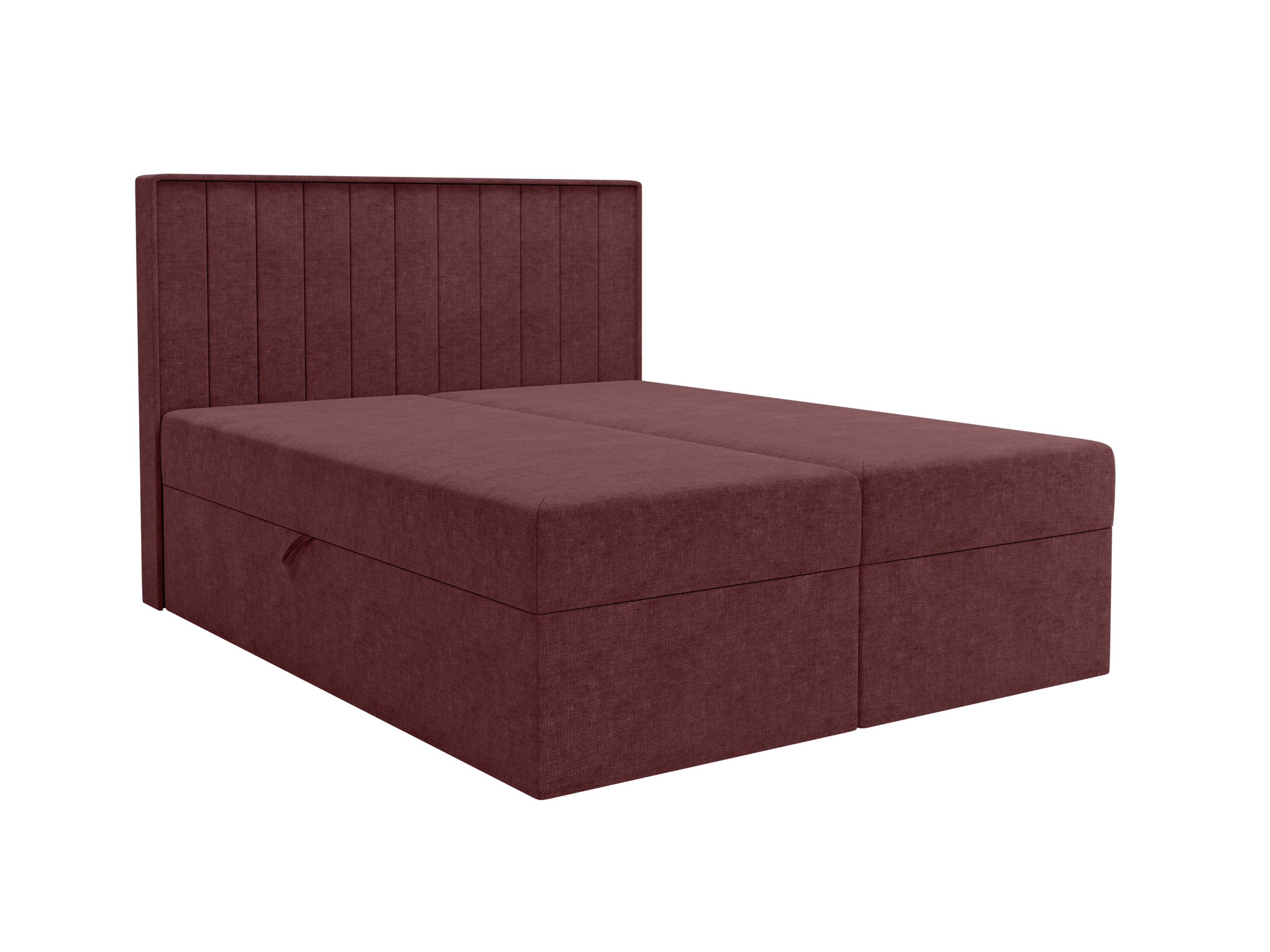 BOXBETT - Taschenmatratze + Topper 140x200 himbeerrot Chenille - Beere, Holz/Holzwerkstoff (140/200cm) - SIMKAM Furniture