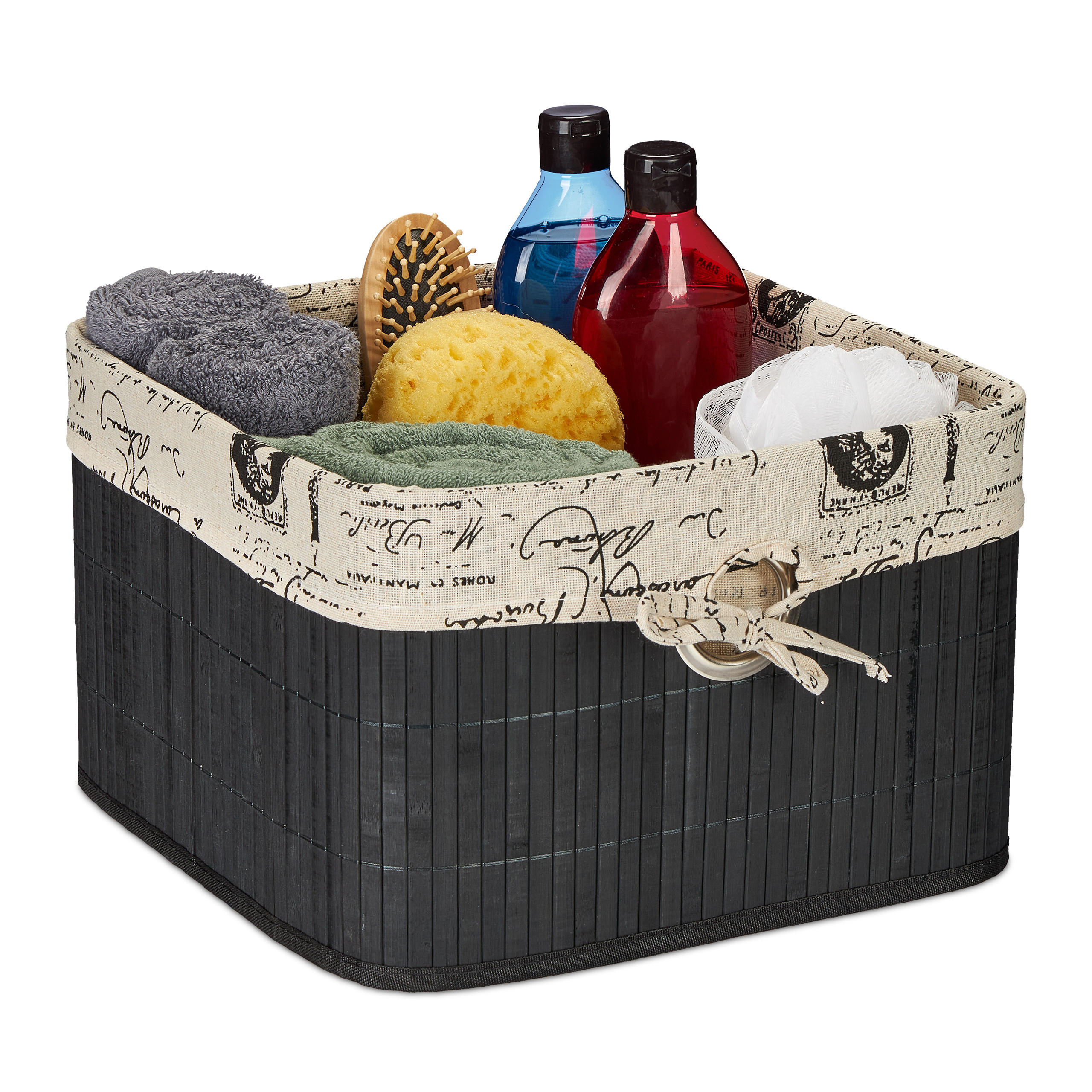 AUFBEWAHRUNGSKORB - Multicolor, Holz/Textil (31/20/31cm) - Relaxdays