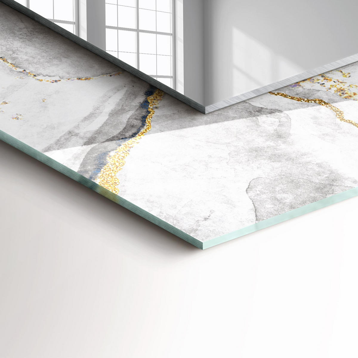 SPIEGEL 80 x 60 cm Rechteckig mit Aufdruck - Hellgrau, Glas (80/60/0.4cm) - TULUP