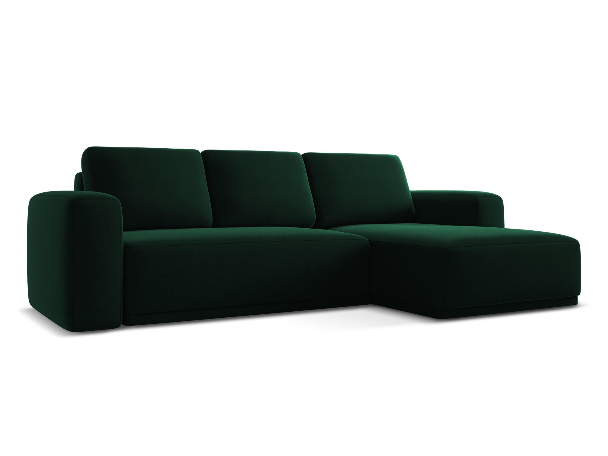 ECKSOFA mit Schlaffunktion Samt Stoff Grün - Dunkelgrün/Schwarz, Kunststoff/Textil (258/160cm) - Makamii