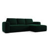 ECKSOFA mit Schlaffunktion Samt Stoff Grün - Dunkelgrün/Schwarz, Kunststoff/Textil (258/160cm) - Makamii