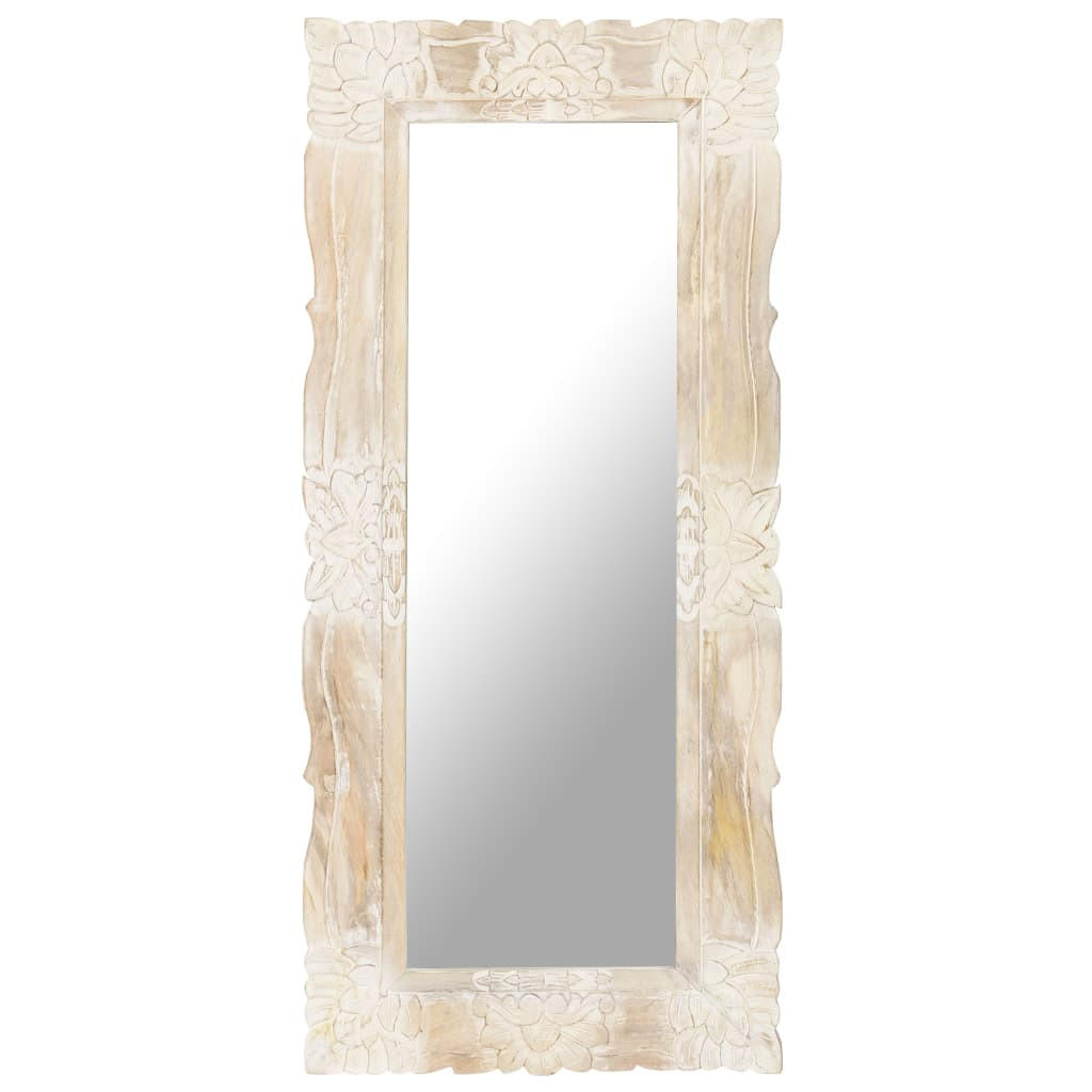 SPIEGEL Weiß 110x50 cm Mango Massivholz - Weiß, Holz (50/110/1cm) - furnicato