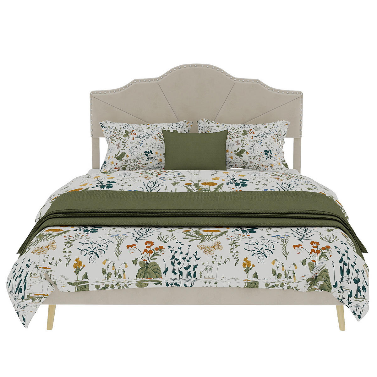 POLSTERBETT 160x200 cm Samt ohne Stauraum beige - Beige, Textil (160/200cm) - Fortuna Lai