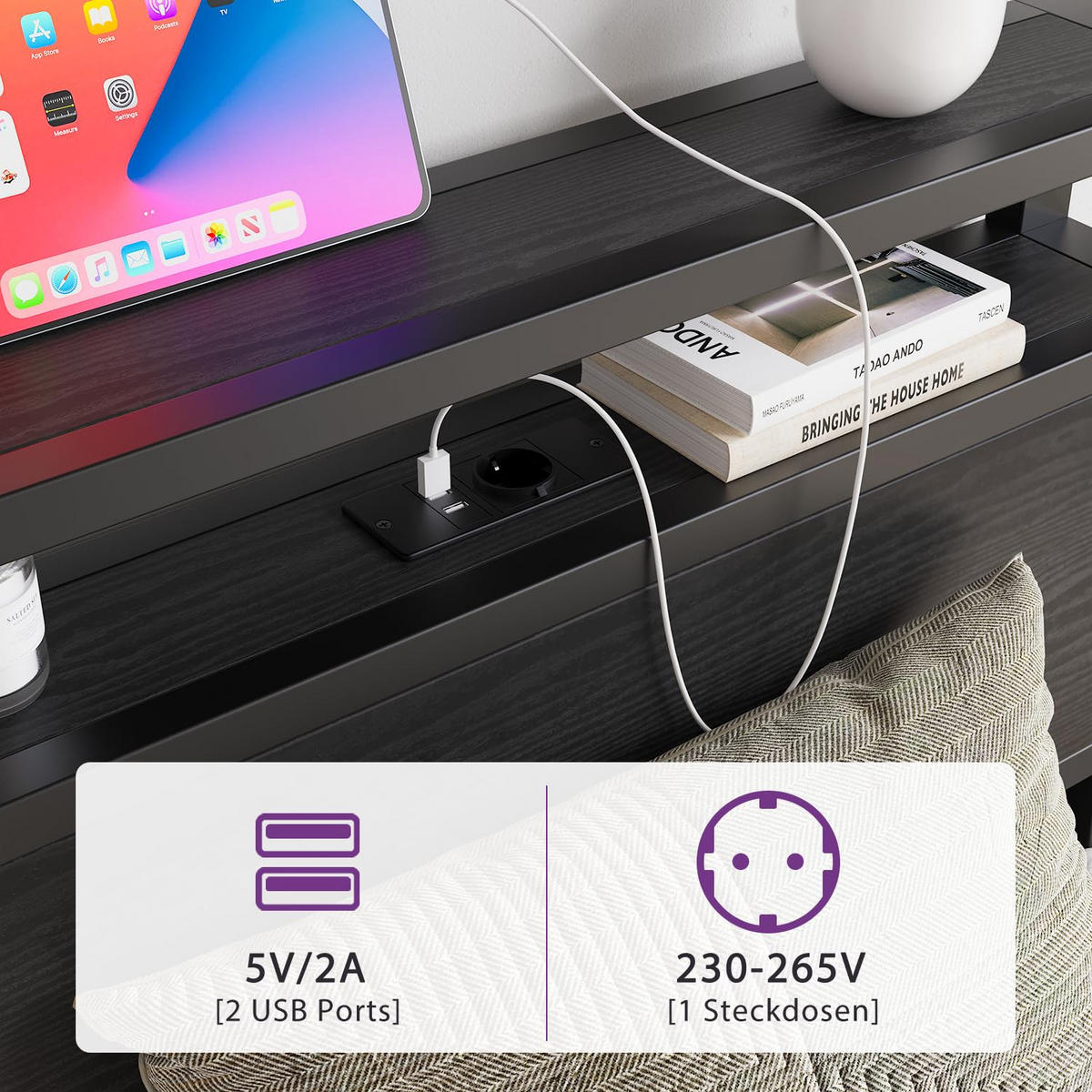BETT 90/200 cm DE-33031 mit USB und LED-Beleuchtung Schwarz - Schwarz, Metall (90/200cm) - ComfortXL