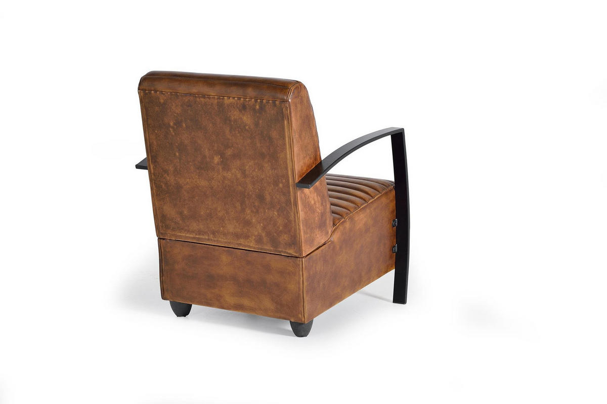 SESSEL aus Leder und Holz - Braun, Fell (75/82/82cm) - Giner y Colomer