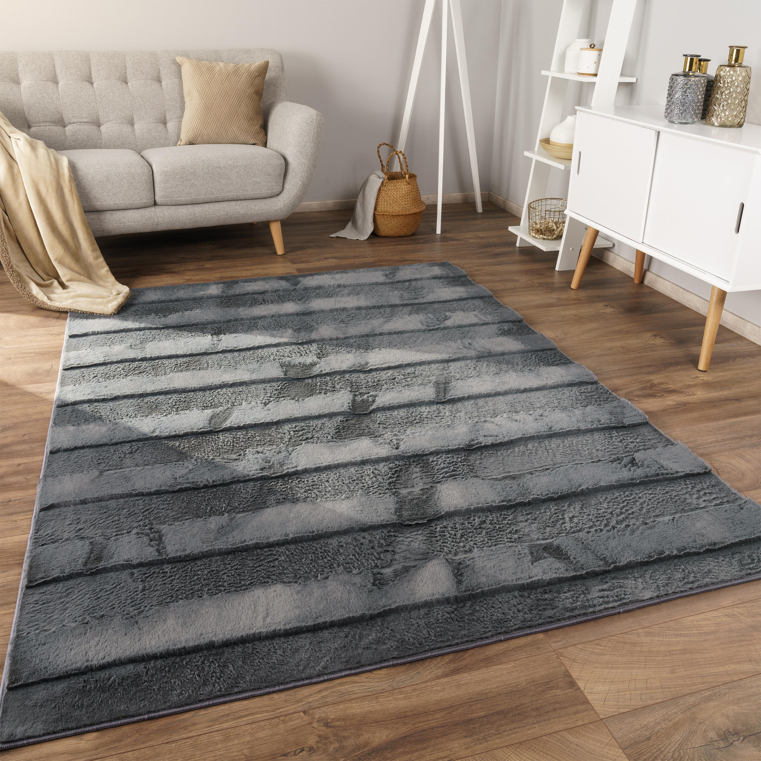 HOCHFLORTEPPICH 120/160 cm Arnheim 744 - Anthrazit, Textil (120/160cm) - Paco Home