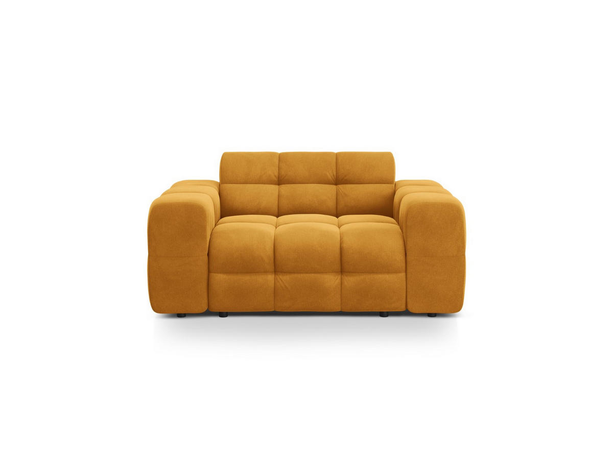 SOFA Kendal aus Samt senf 2 Sitzplätze - Dunkelgelb, Textil (156/79/103cm) - Micadoni