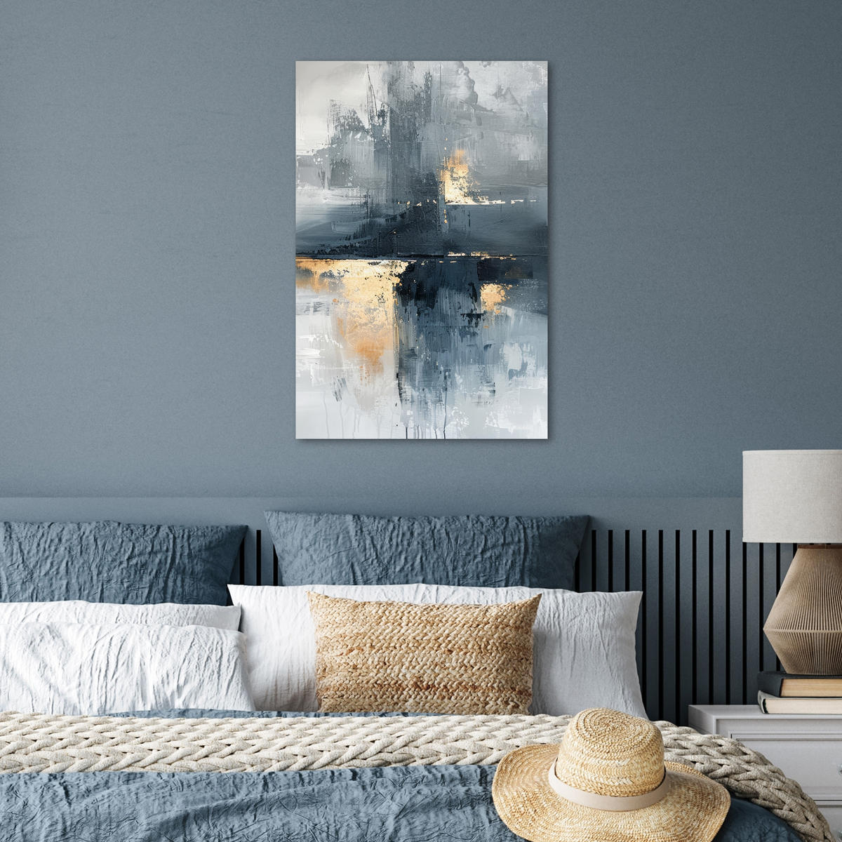 POSTER Kunst - Grau - Gold - Abstrakt 40x60 cm - Dunkelgrau, Papier (40/60/0.1cm) - MuchoWow