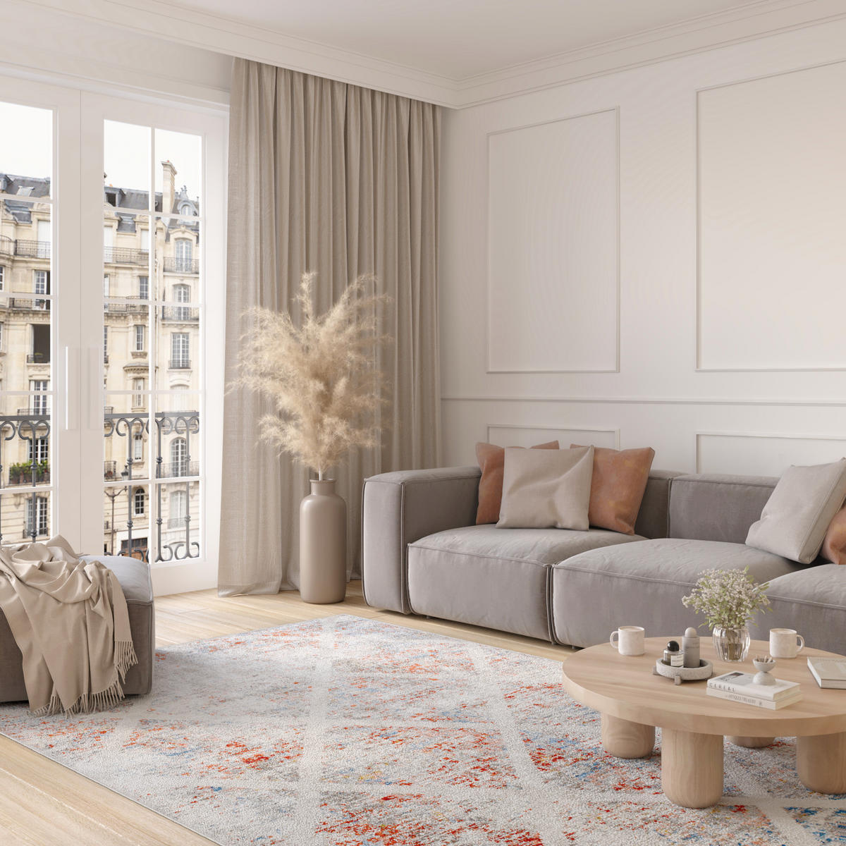 TEPPICH VALLEY Grau Orange 300/400 cm - Orange, Textil (300/400cm) - Tapiso