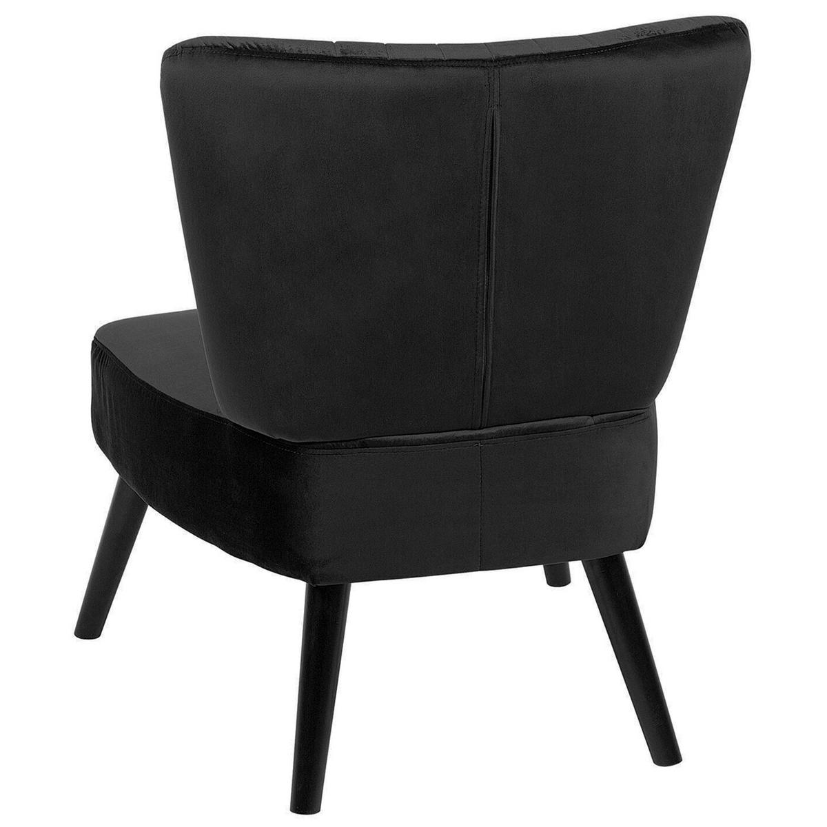 SESSEL Samtstoff Schwarz Vaasa - Schwarz, Holz/Textil (60/85/61cm) - Beliani