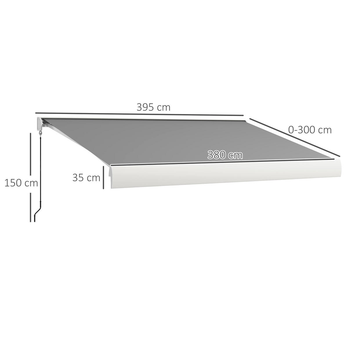 ELEKTRISCHE Markise Alu Hellgrau - Hellgrau, Kunststoff/Metall (395/150/300cm) - Outsunny