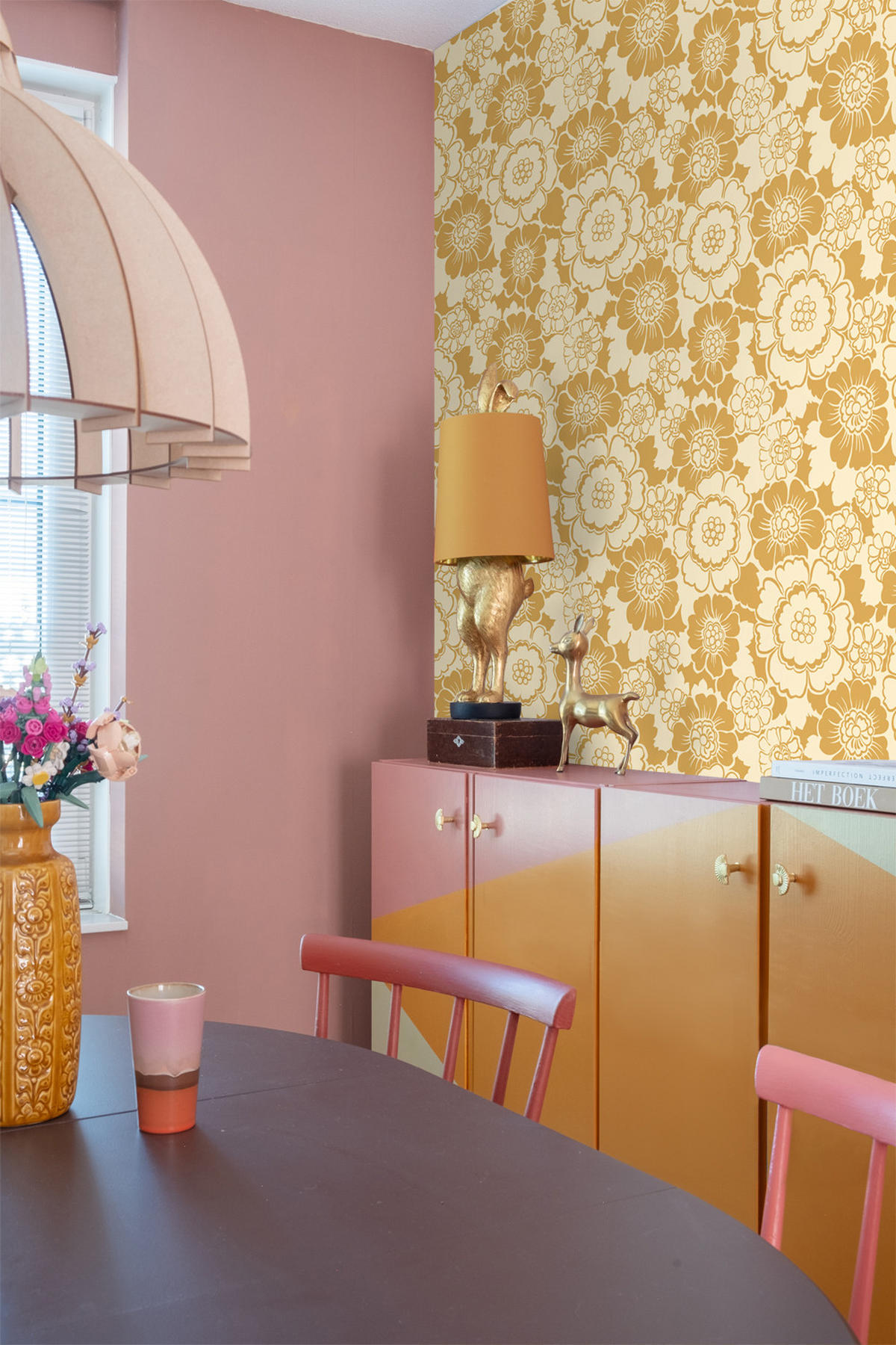 TAPETE Retro Blumen 50 x 900 cm - Gelb, Papier (50/900cm) - ESTAhome