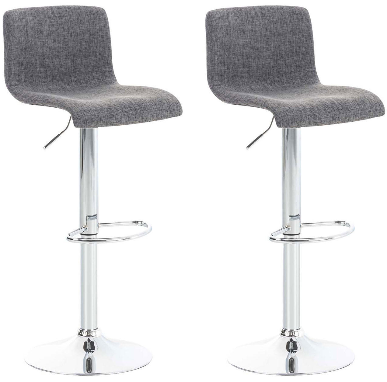 BARHOCKER 2er Set Stoff hellgrau - Chromfarben/Hellgrau, Textil/Metall (39/84/36cm) - CLP