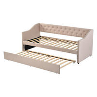 POLSTERBETT 90x200 cm, Beige, Tagesbett, Schlafsofa, mit 2 Schubladen - Beige, Textil/Metall (90/200cm)