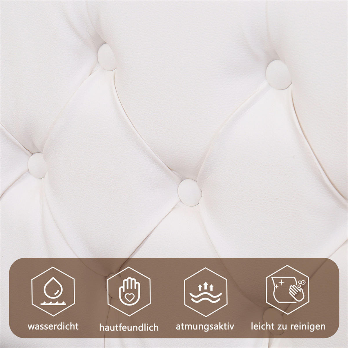 POLSTERBETT 180/200 cm in Weiß PU mit LED-Beleuchtung - Weiß, Holz/Textil (180/200cm) - KOMHTOM