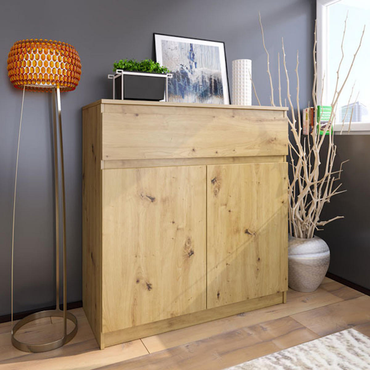 KOMMODE A23a Artisan Eiche 106 / 45 / 110 cm - Eiche Artisan/Braun, Holz/Holzwerkstoff (106/110/45cm) - Feldmann-Wohnen